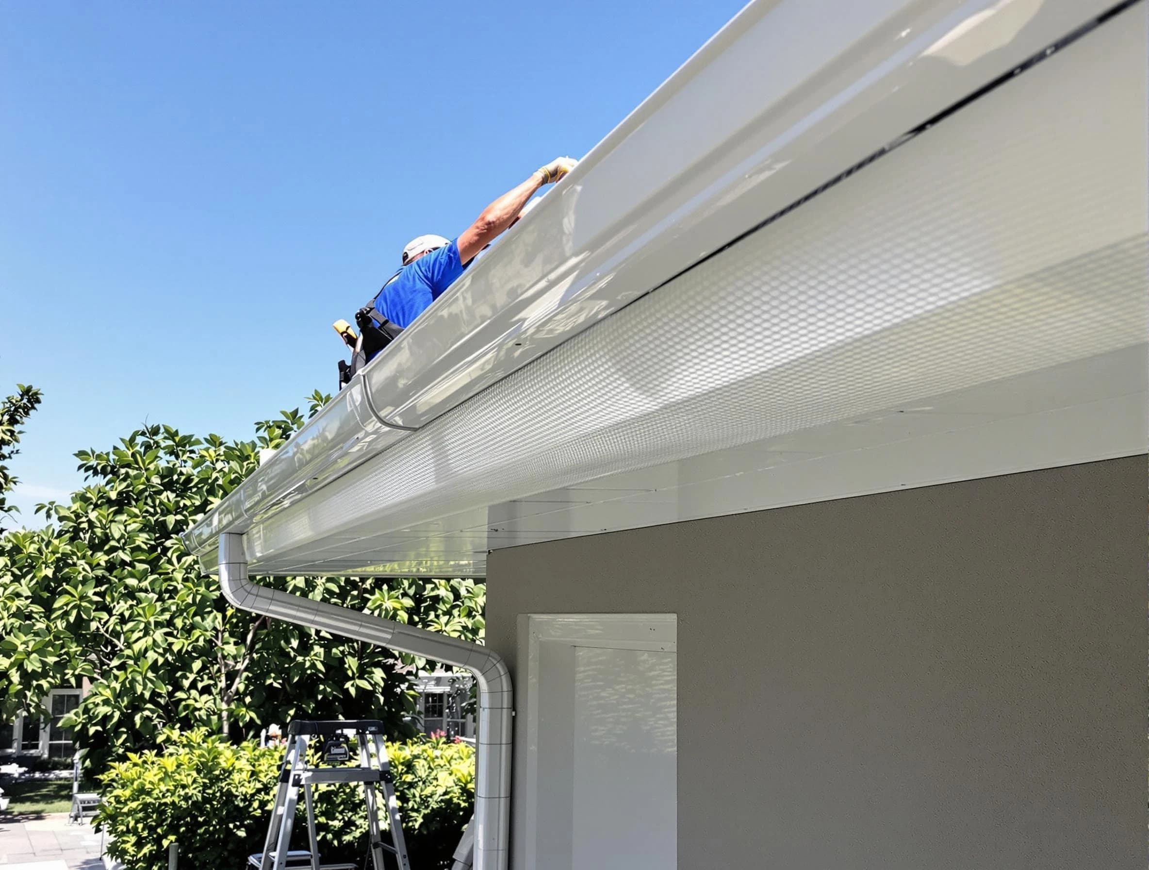 Debris-free gutter guard system by Cuyahoga Falls Roofing Company in Cuyahoga Falls, OH