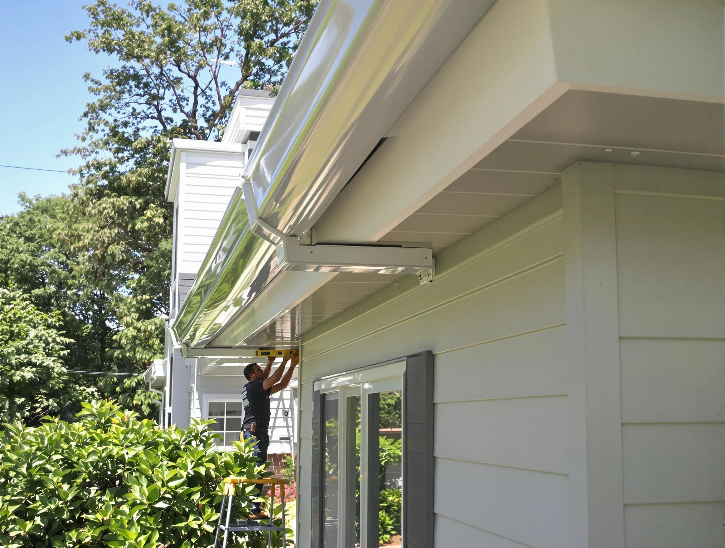 Properly aligned gutter system installed by Cuyahoga Falls Roofing Company in Cuyahoga Falls, OH