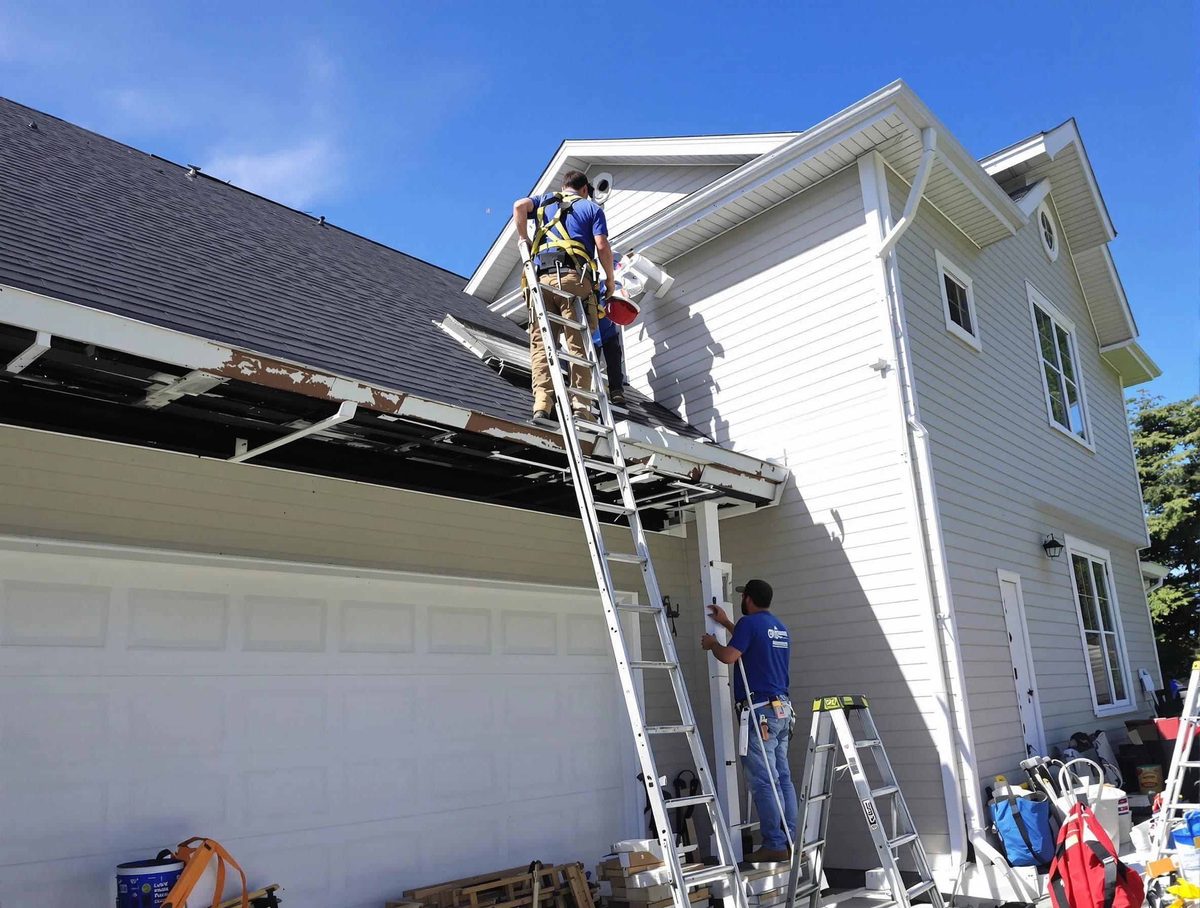 Newly replaced gutters by Cuyahoga Falls Roofing Company in Cuyahoga Falls, OH