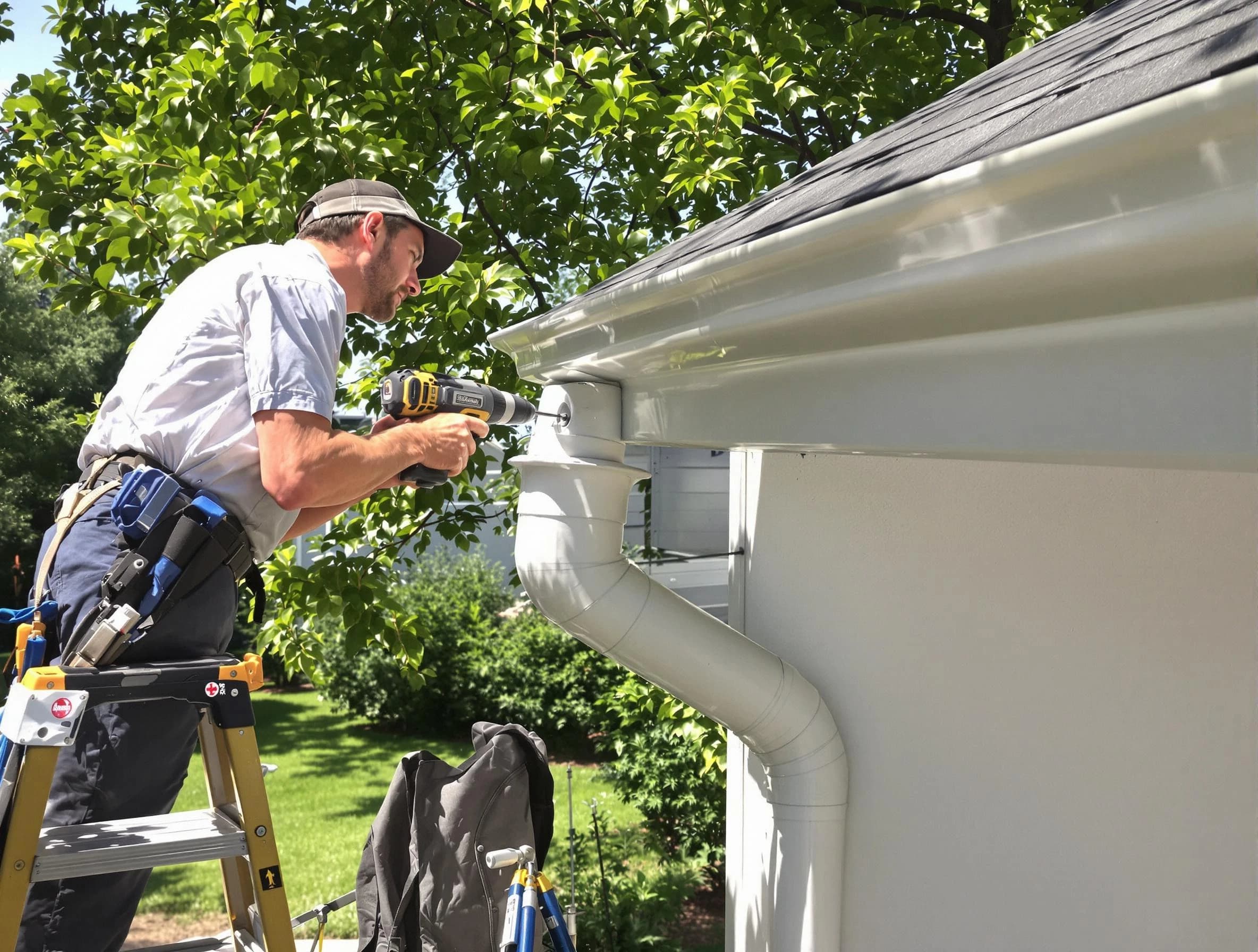 Properly installed rain gutters by Cuyahoga Falls Roofing Company in Cuyahoga Falls, OH